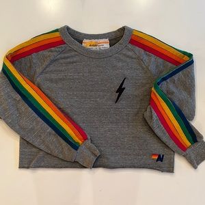 Aviator Nation cropped gray sweatshirt